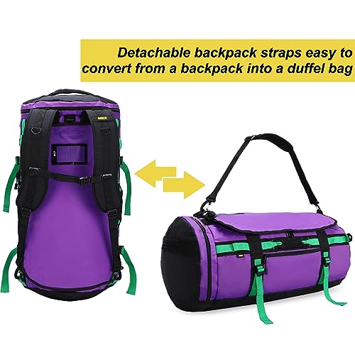 MIER Large Duffel Backpack Sports Gym Bag with Shoe Compartment, Heavy Duty and Water Resistant, Purple, 60L