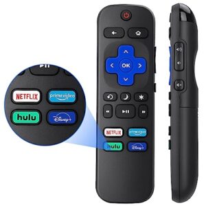 pack of 2 replaced remote control for roku tvs, compatible with tcl/hisense/onn/insignia/sharp/westinghouse/element/jvc roku smart tv, replacement remote with netflix/disney+/hulu/prime video buttons
