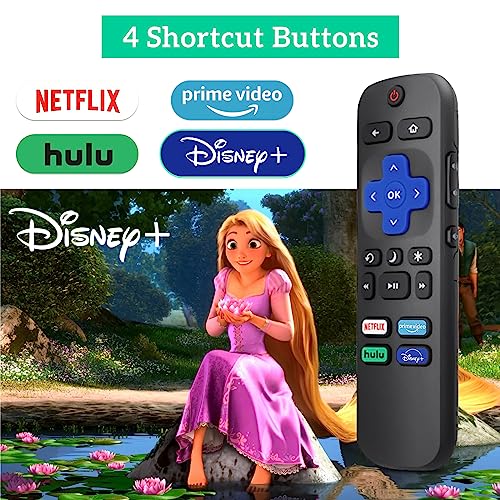 Pack of 2 Replaced Remote Control for Roku TVs, Compatible with TCL/Hisense/Onn/Insignia/Sharp/Westinghouse/Element/JVC Roku Smart TV, Replacement Remote with Netflix/Disney+/Hulu/Prime Video Buttons