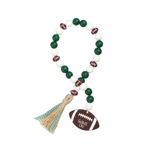 football wooden beads garland with touchdown wooden tag jute rope plaid tassels farmhouse rustic decor tiered tray decorations fall season party home ornaments