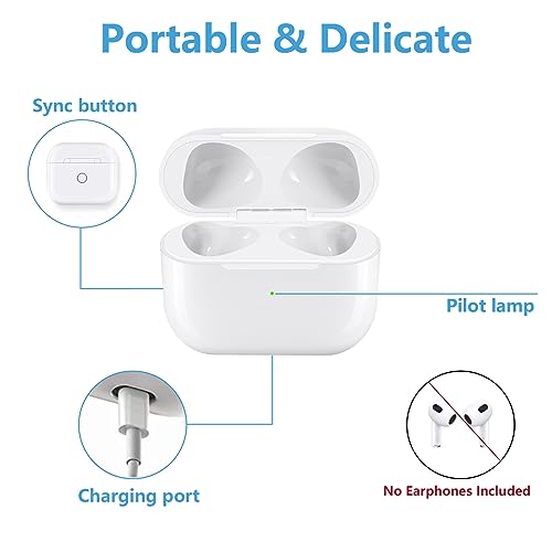 Compatible for AirPods 3rd Charging Case, Wireless Charger Replacement Case for AirPods Case 3rd Gen with Bluetooth Pairing Sync Button, White