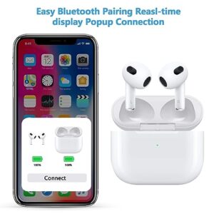 Compatible for AirPods 3rd Charging Case, Wireless Charger Replacement Case for AirPods Case 3rd Gen with Bluetooth Pairing Sync Button, White