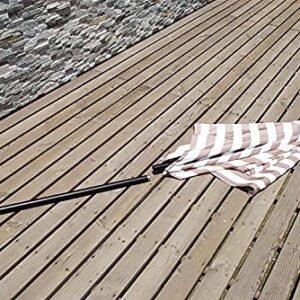 CLoxks Patio Umbrella Outdoor,Portable White and Light Brown Striped Pool Patio Umbrella, Rectangle Outside/Beach/Market Table Umbrella, Garden Umbrella Parasol