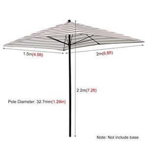 CLoxks Patio Umbrella Outdoor,Portable White and Light Brown Striped Pool Patio Umbrella, Rectangle Outside/Beach/Market Table Umbrella, Garden Umbrella Parasol