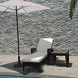 CLoxks Patio Umbrella Outdoor,Portable White and Light Brown Striped Pool Patio Umbrella, Rectangle Outside/Beach/Market Table Umbrella, Garden Umbrella Parasol