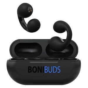 bonibuds - bonibuds wireless headphones waterproof, bone conduction earbuds, wireless ear clip bone conduction headphones for running, sports, cycling, driving (black)
