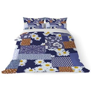 duvet cover sets california king -floral purple-bedding comforter set breathable setssoft microfiber 3 pcs