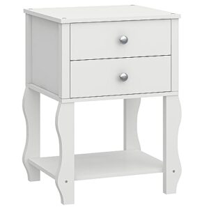 white nightstand with 2 drawers,mid-century modern wooden end table for small bedroom,dormitory,11.81" d x 15.35" w x 21.85" h xxctg03w