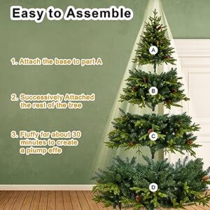 7.5ft Artificial Christmas Tree Holiday Xmas Tree w/ 1,400 Branch Tips, Christmas Tree Decorations, Christmas Tree Stand Metal Hinges & Foldable Base, Easy Assembly for Home, Office, Party Decoration