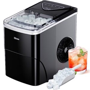 countertop ice maker machine - silonn 9 cubes ready in 6 mins, 26lbs in 24hrs, self-cleaning ice machine with ice scoop and basket