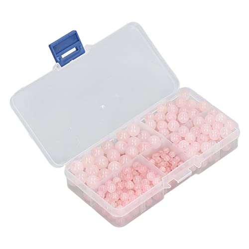 Tissting Rose Quartz Bead, 340 Pcs 4mm 6mm 8mm 10mm Natural Rose Quartz Beads with Box, for Jewelry Making DIY Bracelet Necklace, Stone Beads Box Set Kits