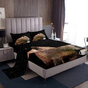 capybara twin size bed sheets boys girls capybara animals lovers bed sheet set for kids women men galaxy starry sky ultra soft fitted sheet coffee brown black white bedding sheets bedroom decor 3pcs
