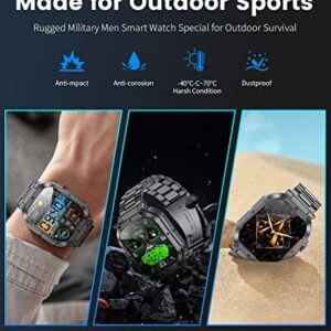 Military Smart Watches for Men(Answer/Dial Calls), 1.96'' HD Fitness Watch with Heart Rate/Blood Oxygen Monitor, AI Voice/400mAh Battery, IP67 Waterproof Rugged Outdoor Smartwatch for Android iOS