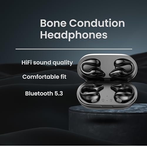 BONSORION Open Ear Headphones,Wireless Bluetooth Earbuds, Bone Conduction Headphones, Bluetooth 5.3 Clip-on Earphones,Sport Earbuds,32 Hours Playtime with Case(Black)