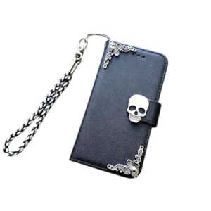 Skull phone leather wallet removable case for iPhone X XS XR 11 12 13 14 Pro Max Samsung S23 S22 S21 S20 Ultra Note 20 10 Plus Mn1280