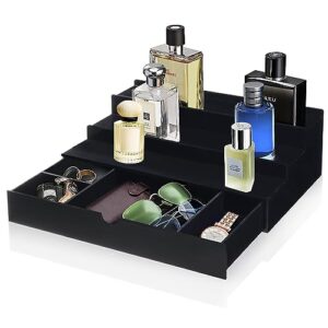 acrylic cologne organizer for men, perfume display shelf,perfume stand with drawer for mens room essentials,watch,accessories, mens organizer station for dresser,beside,night stand,best gifts for men