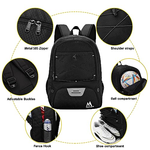 Hsmihair Soccer Bag-Soccer Backpack & Backpack for & Football Volleyball & Basketball,with Ball Compartment and Separate Cleat Training Package