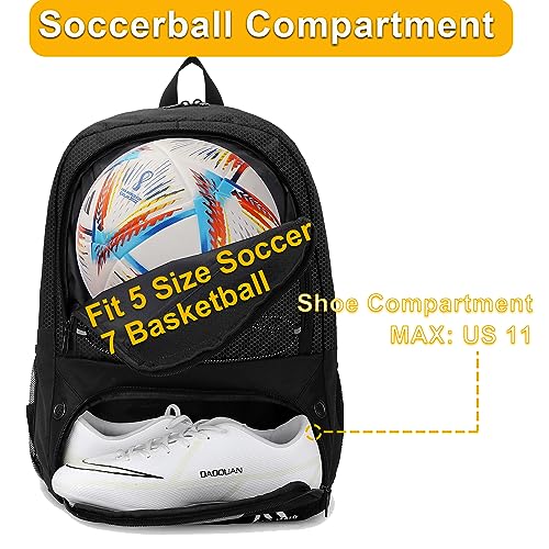 Hsmihair Soccer Bag-Soccer Backpack & Backpack for & Football Volleyball & Basketball,with Ball Compartment and Separate Cleat Training Package