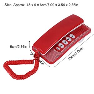 Wired Desktop Telephone - Wall Mount Landline Telephone Extension - No Caller ID Display - Exquisite and Compact - Phone for Hotel,Family,Business,Home (Red)