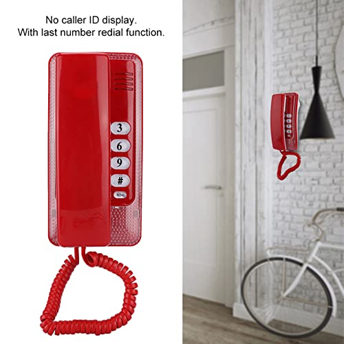 Wired Desktop Telephone - Wall Mount Landline Telephone Extension - No Caller ID Display - Exquisite and Compact - Phone for Hotel,Family,Business,Home (Red)