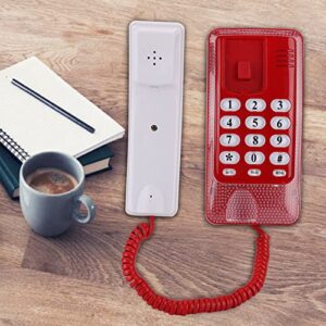 Wired Desktop Telephone - Wall Mount Landline Telephone Extension - No Caller ID Display - Exquisite and Compact - Phone for Hotel,Family,Business,Home (Red)