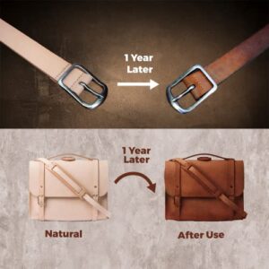 ELW Leather Blank Belt | 3-4 Oz. (1.2-1.6mm) Thickness | Size: 1-1/4"x40" (3.175x101cm) Cowhide Vegetable Tanned | Full Grain Strip, Strap | Ideal for DIY Belts for Tooling, Crafting & Stamping