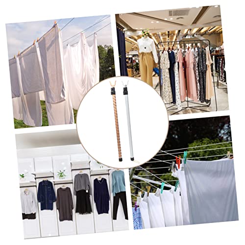 OKUMEYR 2pcs Stainless Steel Toilet Paper Holder Out Door Curtains Blinds Curtains Adjustable Closet Pole Retractable Reach Stick Washing Line Clothes Reaching Pole Clothes Fork Rod CD