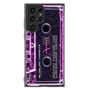 cassette tape clear pink personalized black rubber phone case compatible with samsung galaxy s23 s23+ ultra s22 s22+ s21 s21fe s21+ s20fe s20+ s20 note 20 s10 s10+ s10e