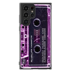 Cassette Tape Clear Pink Personalized Black Rubber Phone Case Compatible With Samsung Galaxy S23 S23+ Ultra S22 S22+ S21 S21FE S21+ S20FE S20+ S20 Note 20 S10 S10+ S10e