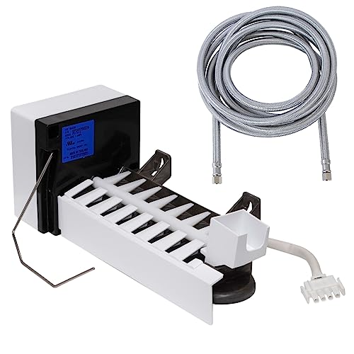 KITCHEN BASICS 101: 241798224 Ice Maker Replacement for Electrolux & Frigidaire Refrigerators 241642511 241798201 241798231 & 10 Foot Universal Ice Maker Flexible Braided Stainless Steel Water Supply
