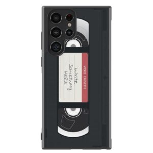 vhs tape video cassette personalized black rubber phone case compatible with samsung galaxy s23 s23+ ultra s22 s22+ s21 s21fe s21+ s20fe s20+ s20 note 20 s10 s10+ s10e