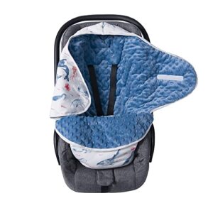 minky baby blanket swaddle wrap winter for boys girls newborn baby swaddle blankets wrap toddler infant soft thick minky baby sleeping wraps warm unisex receiving blankets 0-6 months (blue whale)