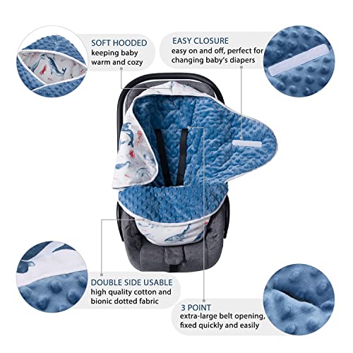 Minky Baby Blanket Swaddle Wrap Winter for Boys Girls Newborn Baby Swaddle Blankets Wrap Toddler Infant Soft Thick Minky Baby Sleeping Wraps Warm Unisex Receiving Blankets 0-6 Months (Blue Whale)