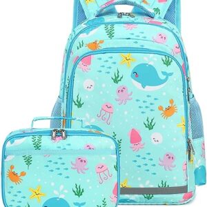 CAMTOP Backpack for Kids Girls Boys Preschool Backpacks with Lunch Box Toddle Kindergarten BookBag Set for Age 3-8 (Ocean World)