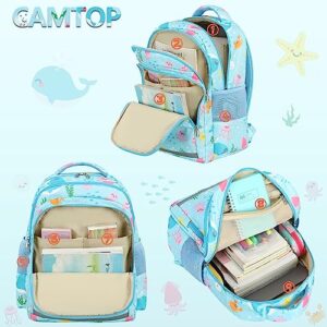 CAMTOP Backpack for Kids Girls Boys Preschool Backpacks with Lunch Box Toddle Kindergarten BookBag Set for Age 3-8 (Ocean World)