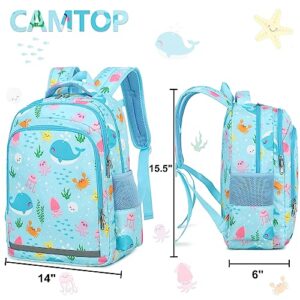 CAMTOP Backpack for Kids Girls Boys Preschool Backpacks with Lunch Box Toddle Kindergarten BookBag Set for Age 3-8 (Ocean World)