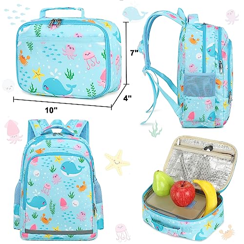 CAMTOP Backpack for Kids Girls Boys Preschool Backpacks with Lunch Box Toddle Kindergarten BookBag Set for Age 3-8 (Ocean World)