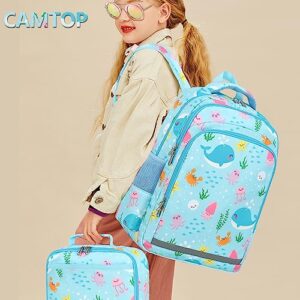 CAMTOP Backpack for Kids Girls Boys Preschool Backpacks with Lunch Box Toddle Kindergarten BookBag Set for Age 3-8 (Ocean World)