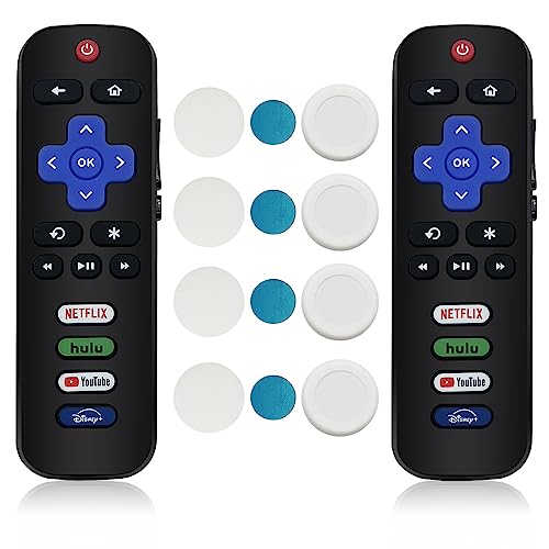 [Newest, Pack of 2] Replaced Roku TV Remote with Magnetic Holder, Only for Roku TV, Compatible for TCL Roku/Hisense Roku/Onn Roku/Sharp Roku/Philips Roku Series Smart TVs (Not for Roku Stick and Box)