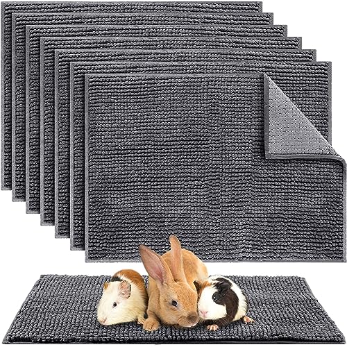 Nuanchu 8 Pcs Guinea Pig Liner Bulk Washable Pee Pads Guinea Pig Cage Liners Reusable Guinea Pig Training Pad Small Animal Sleeping Bedding Bunny Mat Fleece Liners for Chinchilla Hamster (Grey)