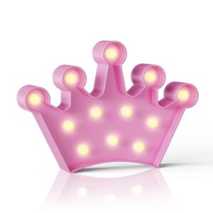 ganrami crown pink decor, princess decor for girls room, princess party decorations, birthday decor, battery powered night light for girls