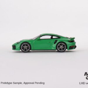 True Scale Miniatures Model Car Compatible with Porsche 911 Turbo S Python Green 1/64 Diecast Model Car MGT00525