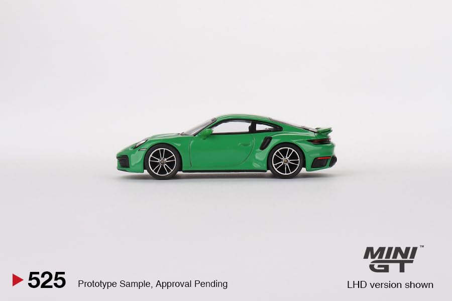 True Scale Miniatures Model Car Compatible with Porsche 911 Turbo S Python Green 1/64 Diecast Model Car MGT00525