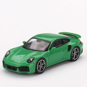 True Scale Miniatures Model Car Compatible with Porsche 911 Turbo S Python Green 1/64 Diecast Model Car MGT00525