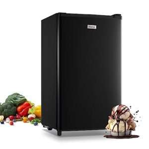 wanai compact refrigerator 3.2 cu.ft mini black fridge with freezer single door mini refrigerator with 5 temp modes for dorm office bedroom