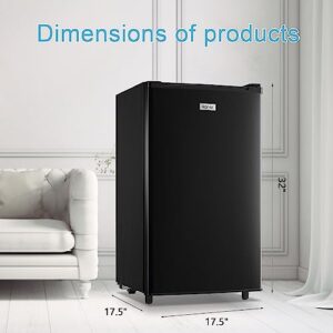 WANAI Compact Refrigerator 3.2 Cu.Ft Mini Black Fridge With Freezer Single Door Mini Refrigerator with 5 TEMP Modes for Dorm Office Bedroom