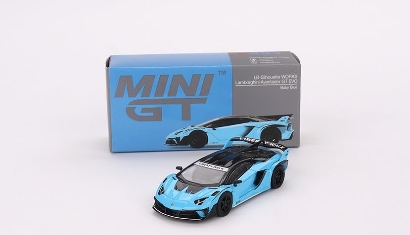 True Scale Miniatures Model Car Compatible with Lamborghini LB-Silhouette Works Aventador GT EVO (Blue) Limited Edition 1/64 Diecast Model Car MGT00494