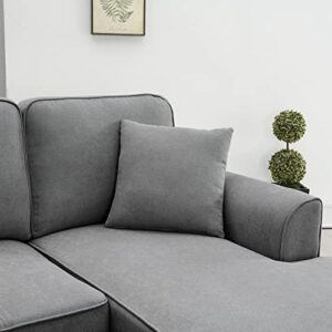 P PURLOVE Sectional Sofa, Large Sectional Sofa with 3 Pillows, U Shape Fabric Corner Couch with Backrest and Armrest, 7 Seats Sectional Couch for Living Room, Apartment, Office (Dark Grey)