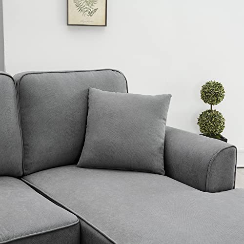 P PURLOVE Sectional Sofa, Large Sectional Sofa with 3 Pillows, U Shape Fabric Corner Couch with Backrest and Armrest, 7 Seats Sectional Couch for Living Room, Apartment, Office (Dark Grey)