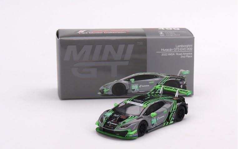 True Scale Miniatures Model Car Compatible with Lamborghini Huracán GT3 EVO #39 2022 IMSA Road America 2nd Place Limited Edition 1/64 Diecast Model Car MGT00499